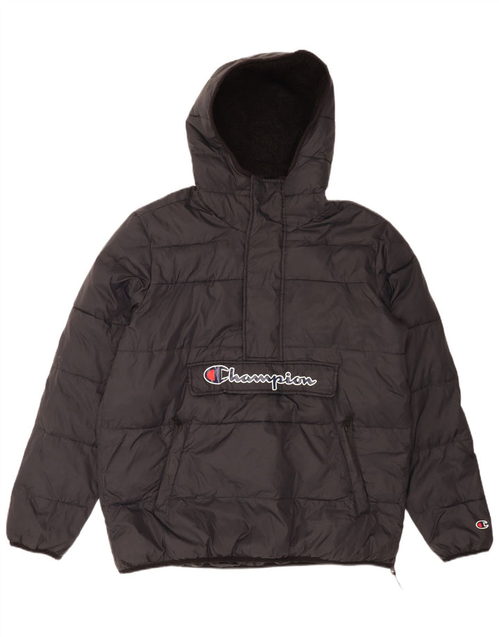 Jaqueta masculina Champion acolchoada com capuz Anorak UK 40 grande poliamida preta