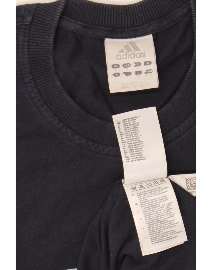 Adidas Mens Graphic T-Shirt Top Grande Algodão Azul Marinho