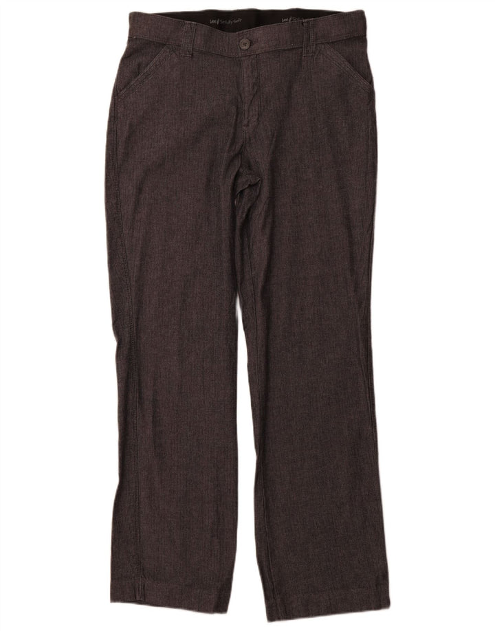 Calça feminina casual reta LEE EUA 12 grande W32 L31 espinha de peixe cinza