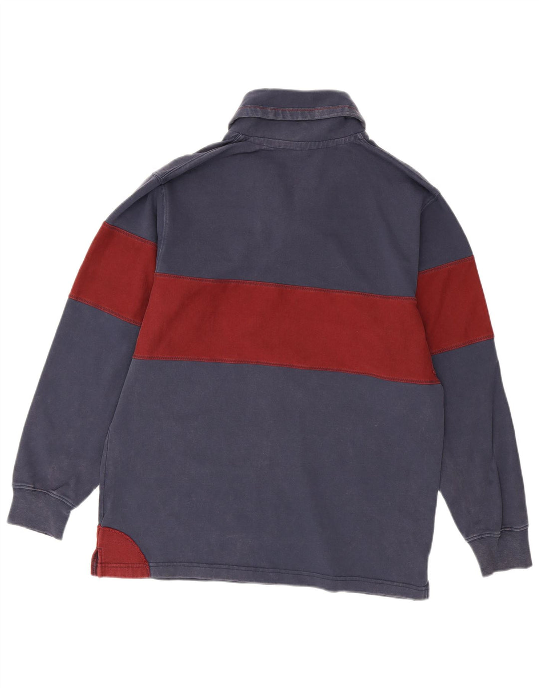 Camisa polo masculina de manga comprida Orvis médio azul marinho algodão colorblock