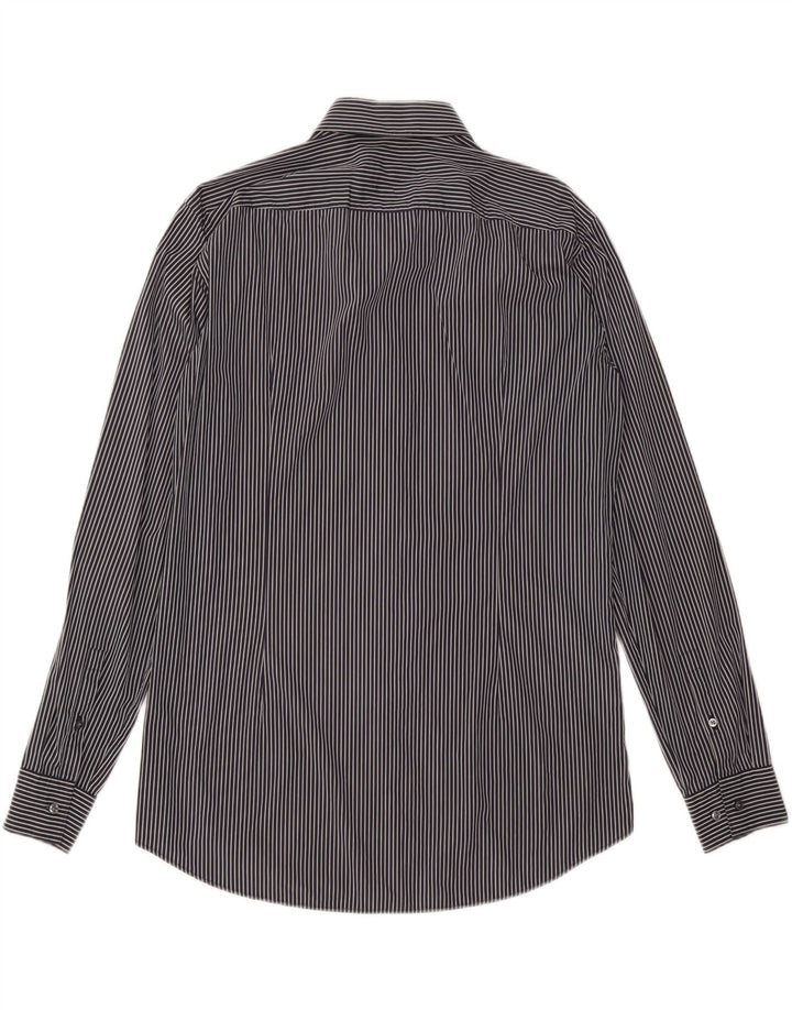 Camisa elástica masculina HUGO BOSS tamanho 42 16 1/2 listra preta grande