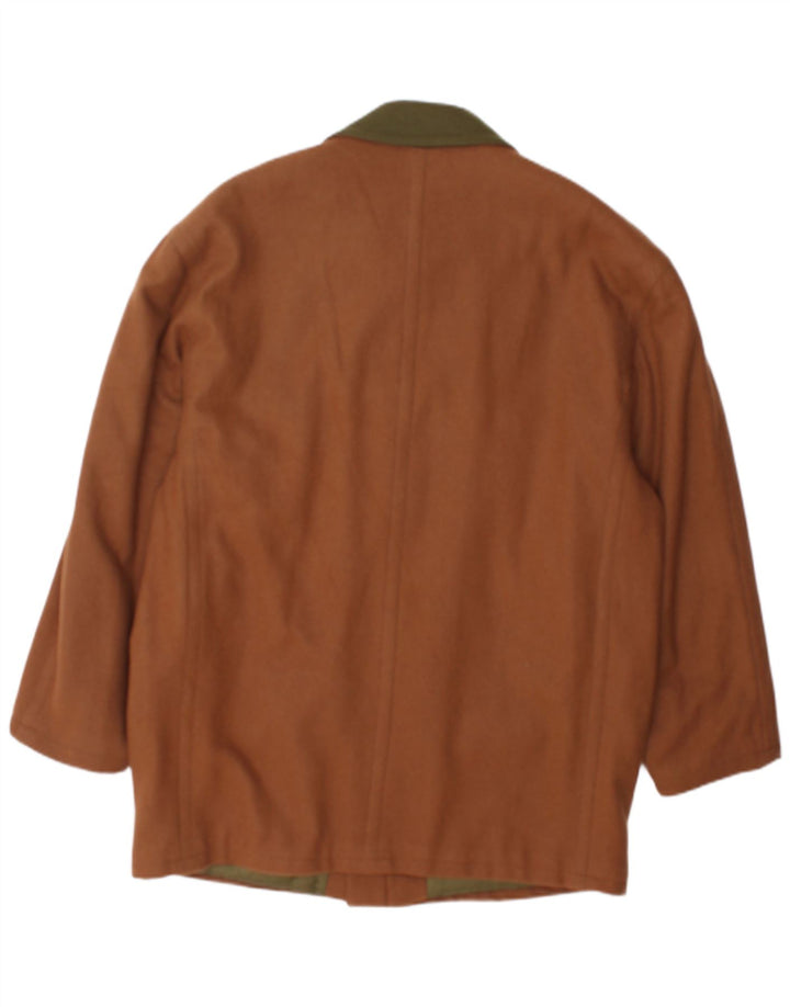 Sobretudo masculino vintage UK 40 grande bloco colorido marrom