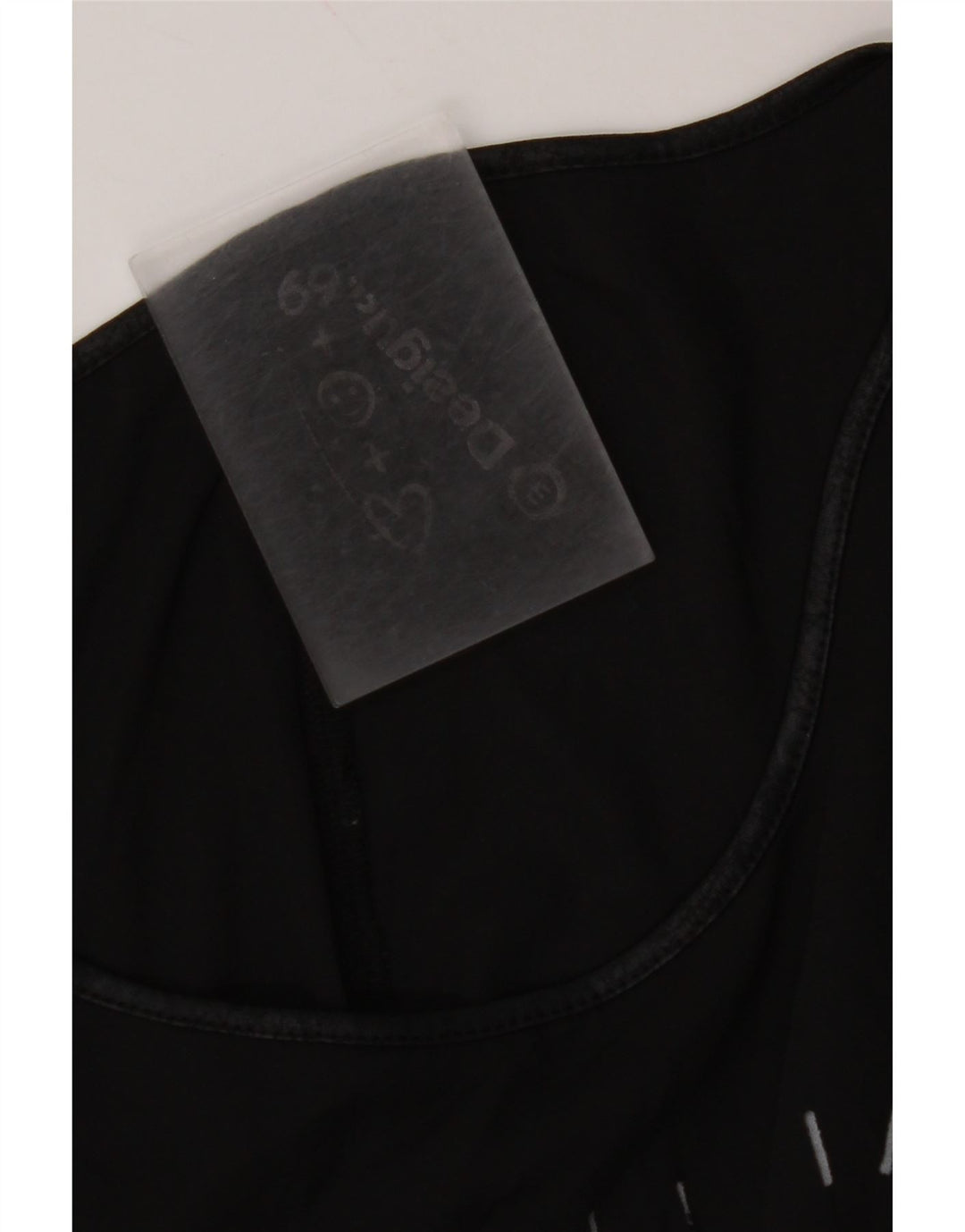 DESIGUAL blusa feminina gráfica top UK 14 médio preto