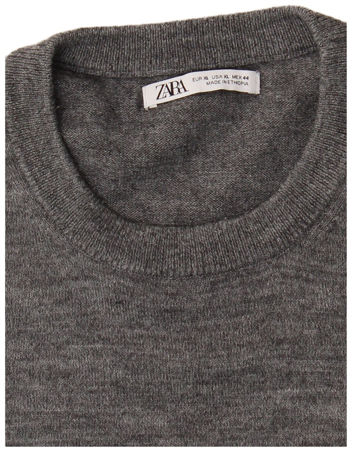 Zara Suéter masculino com gola redonda XL cinza