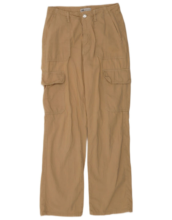 Calça cargo reta feminina Zara EU 36 XS W26 L30 algodão bege