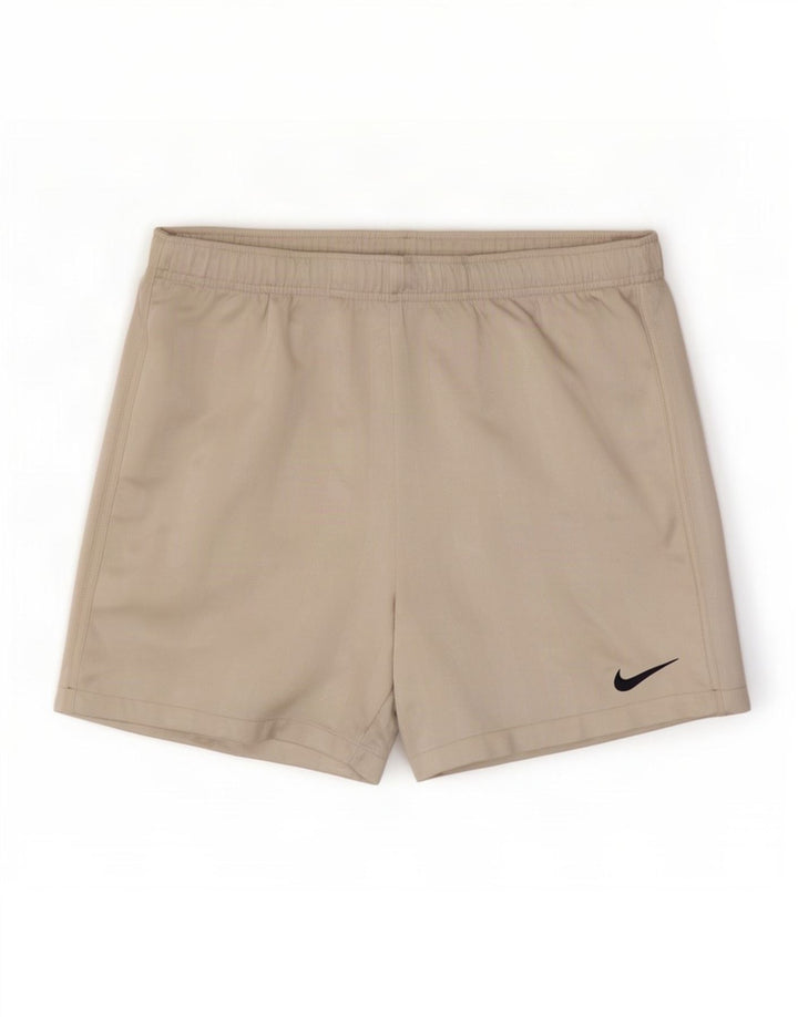 Shorts esportivos masculinos Nike Dri Fit cinza médio listrado poliéster