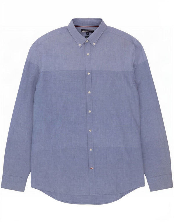 Camisa masculina Tommy Hilfiger New York Fit XL azul colorblock algodão