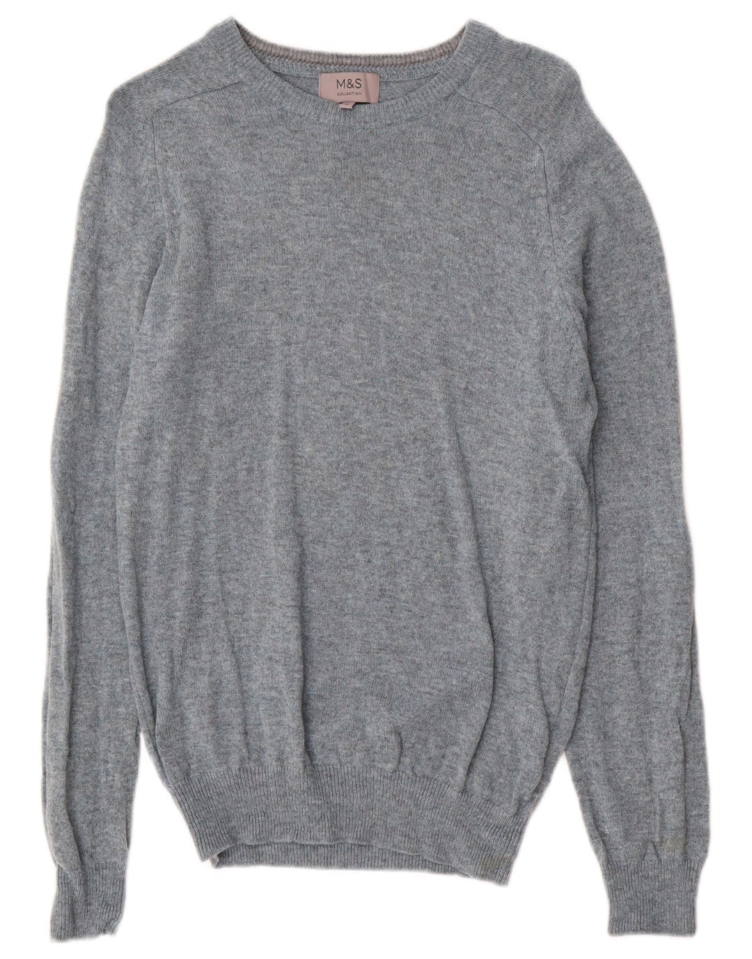 Suéter masculino Marks & Spencer com gola canoa e lã de cordeiro manchada azul pequena