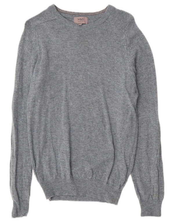 Marks & Spencer Mens Boat Neck Jumper Sweater Small Blue Flecked Lambswool
