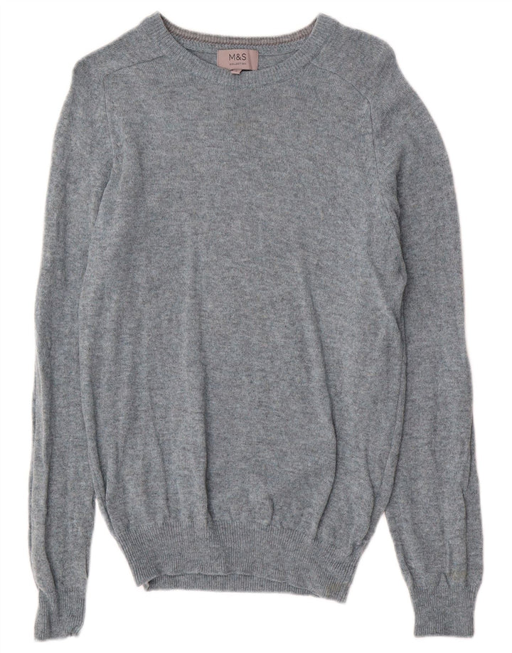 Suéter masculino Marks & Spencer com gola canoa e lã de cordeiro manchada azul pequena