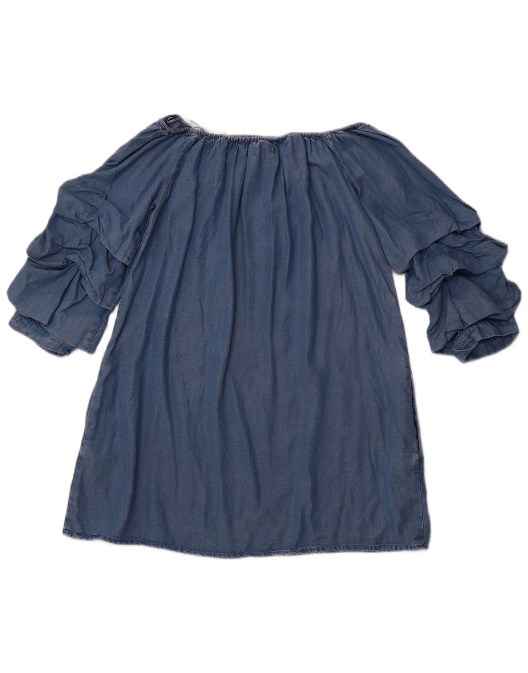 ZARA Top feminino manga 3/4 sem ombro Reino Unido 12 azul médio