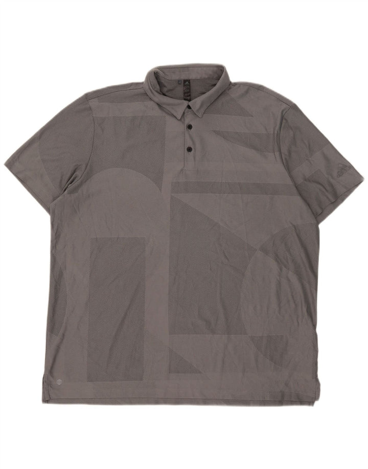 Camisa polo masculina Adidas Loose Fit 2XL poliéster geométrico cinza