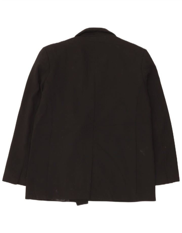 Jaqueta blazer feminina ZARA com peito duplo Reino Unido 16 grande poliéster preto