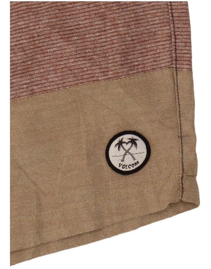 Volcom Mens Casual Shorts W32 Médio Multicolorido Colorblock Algodão
