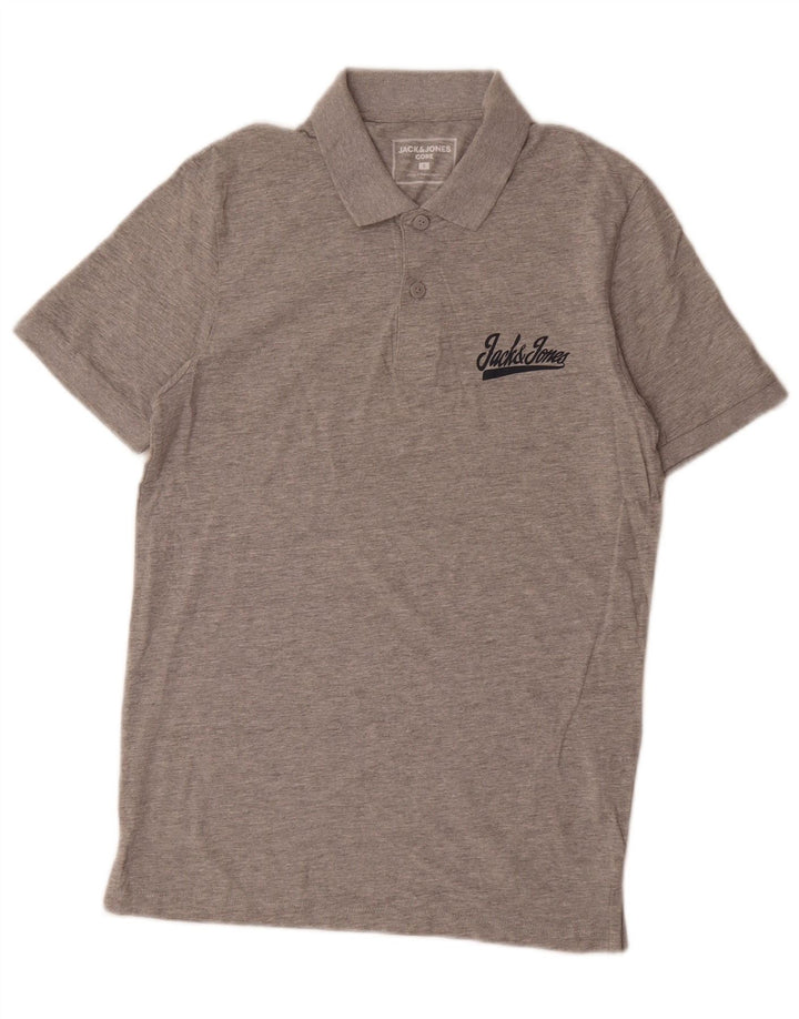 Camisa polo masculina Jack & Jones pequena cinza algodão