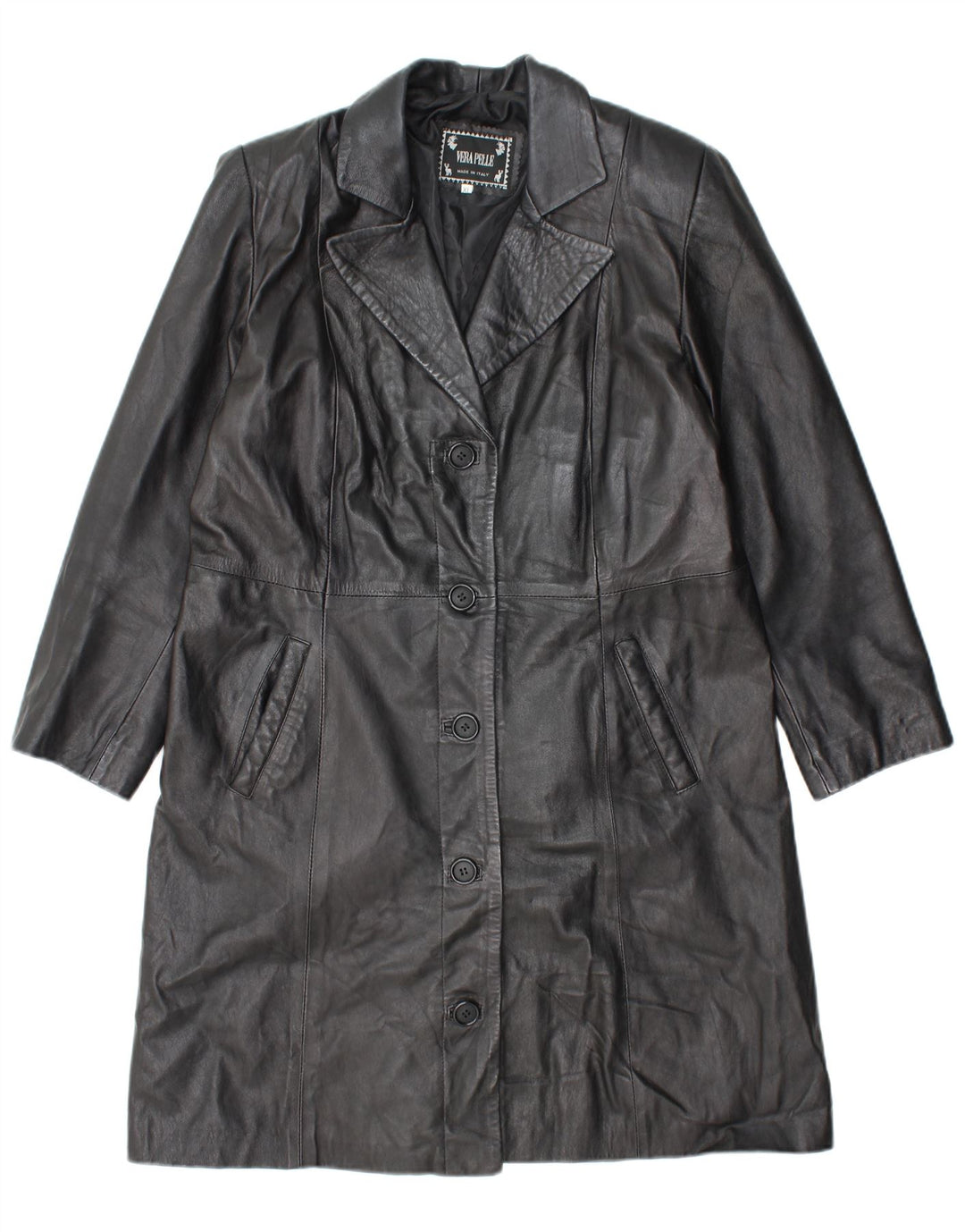 Casaco de couro feminino VINTAGE UK 18 XL couro preto