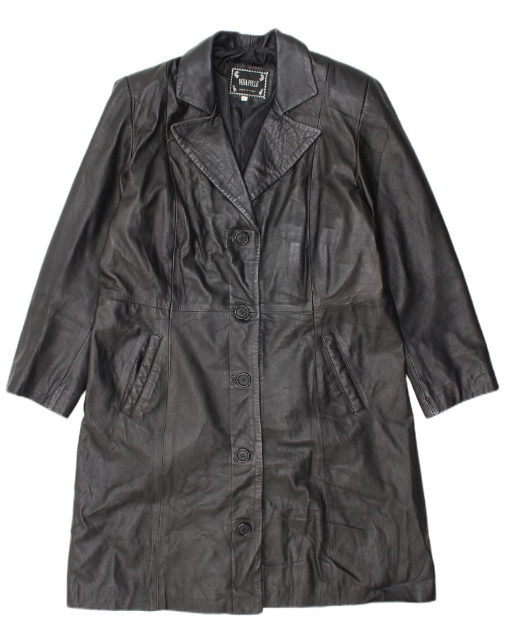 Casaco de couro feminino VINTAGE UK 18 XL couro preto