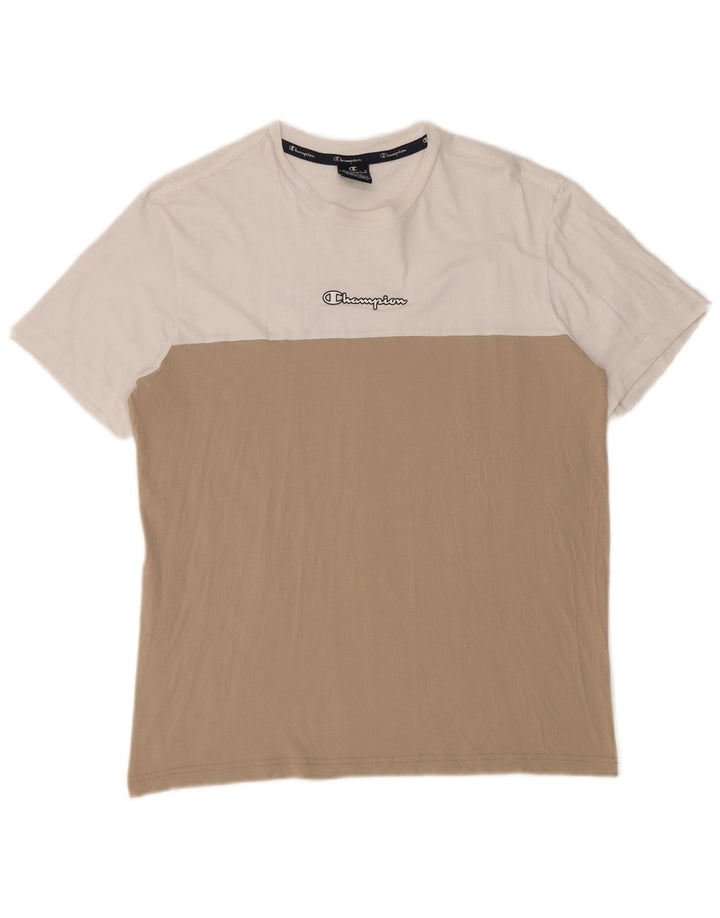 Camiseta masculina Champion grande bloco colorido branco