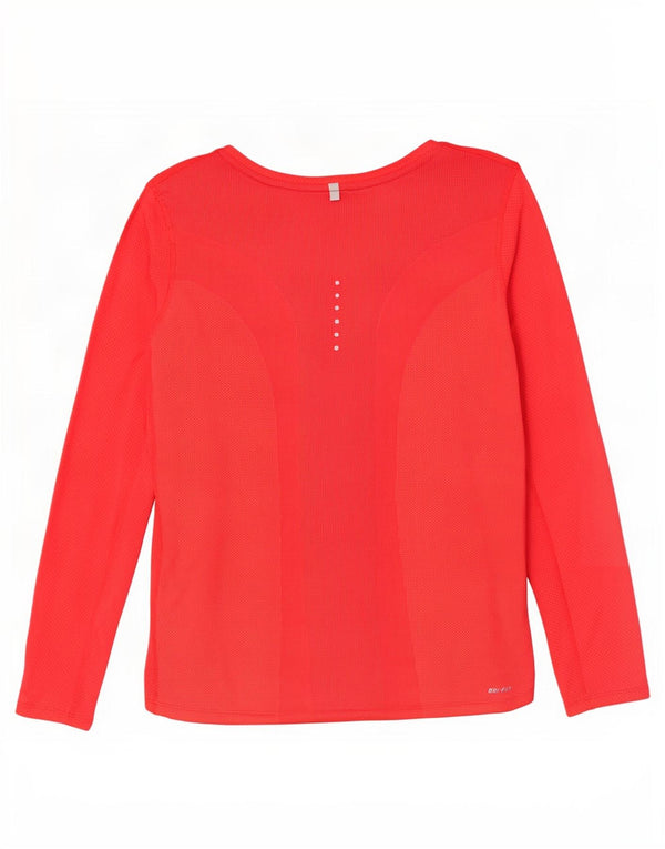 Nike Womens Dri Fit Top Manga Longa UK 16 Grande Vermelho