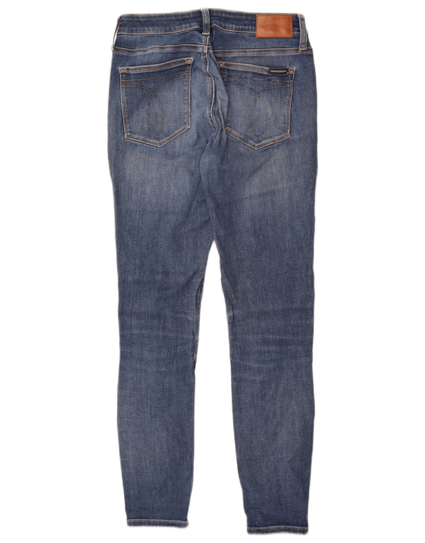Calça jeans skinny feminina Calvin Klein desgastada W29 L30 azul algodão