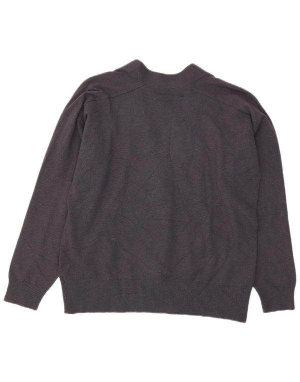 Zara Suéter Cardigan Oversized Feminino Reino Unido 10 Pequeno Acrílico Azul Marinho