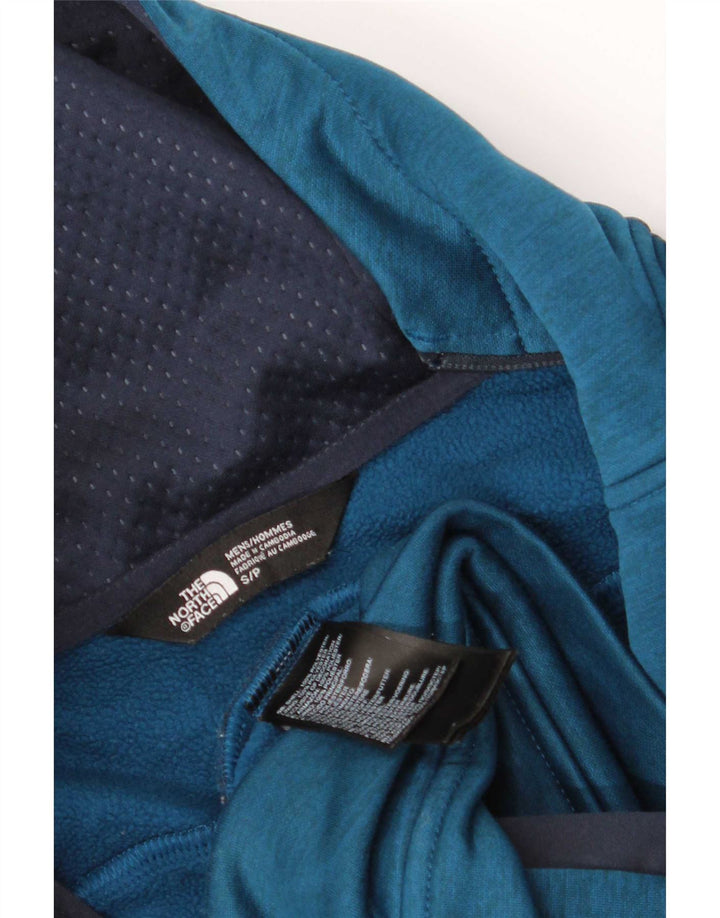 Suéter masculino com capuz e zíper The North Face pequeno azul colorblock poliéster