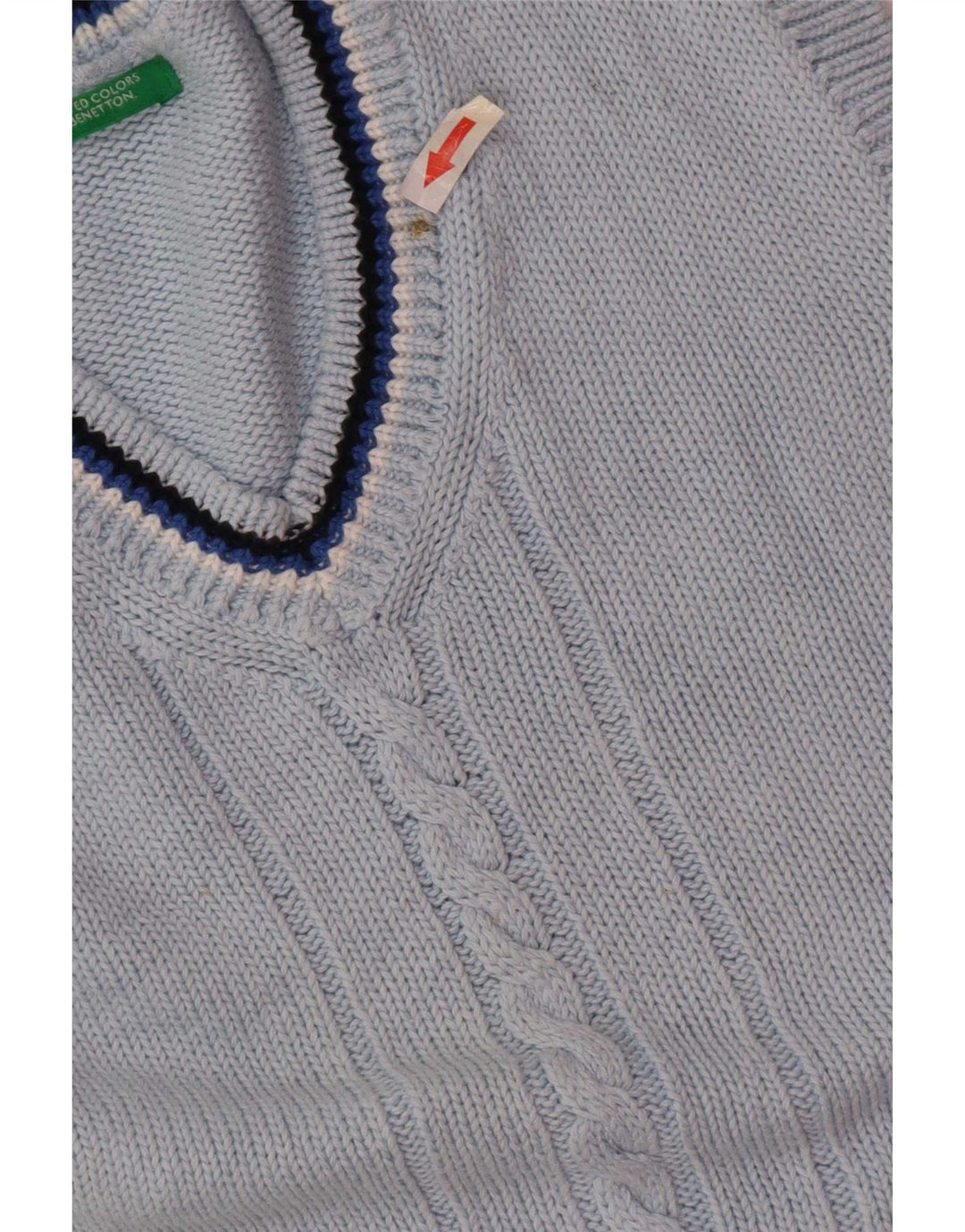 Benetton Boys Vest Tank Top 7-8 Anos Listrado Azul