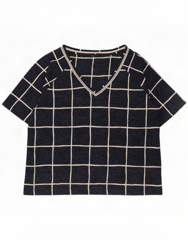 Marks & Spencer Camiseta Feminina Top UK 16 Grande Azul Marinho Geométrico