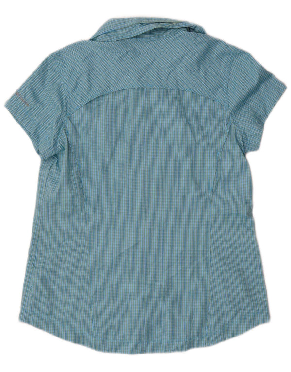 Camisa feminina de manga curta Columbia Omni-Shade Reino Unido 12 xadrez azul médio
