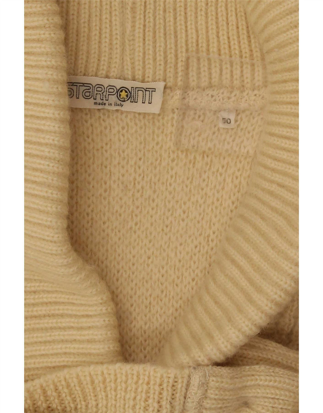 Suéter cardigã masculino vintage IT 50 lã bege médio