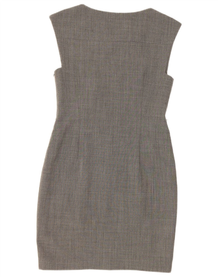 Vestido feminino Ted Baker sem mangas com bainha tamanho 2 poliéster cinza pequeno