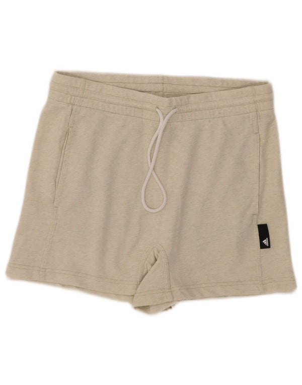 Shorts esportivos femininos Adidas UK 12/14 algodão manchado verde médio