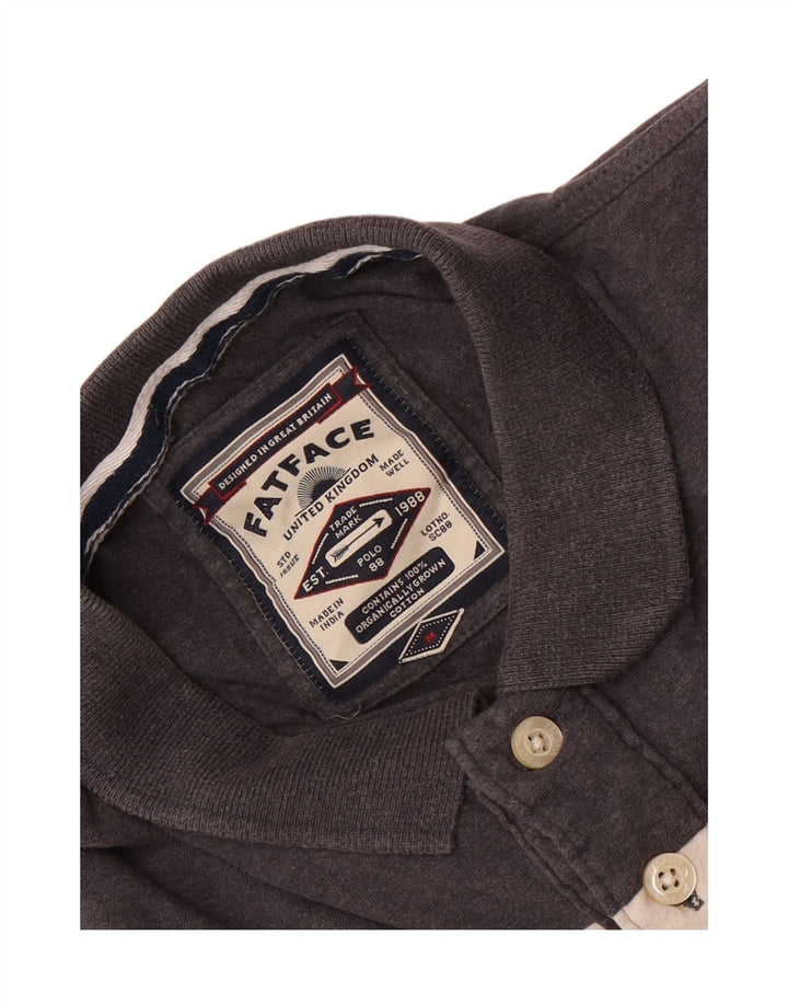 Camisa polo masculina Fat Face algodão listrado cinza médio