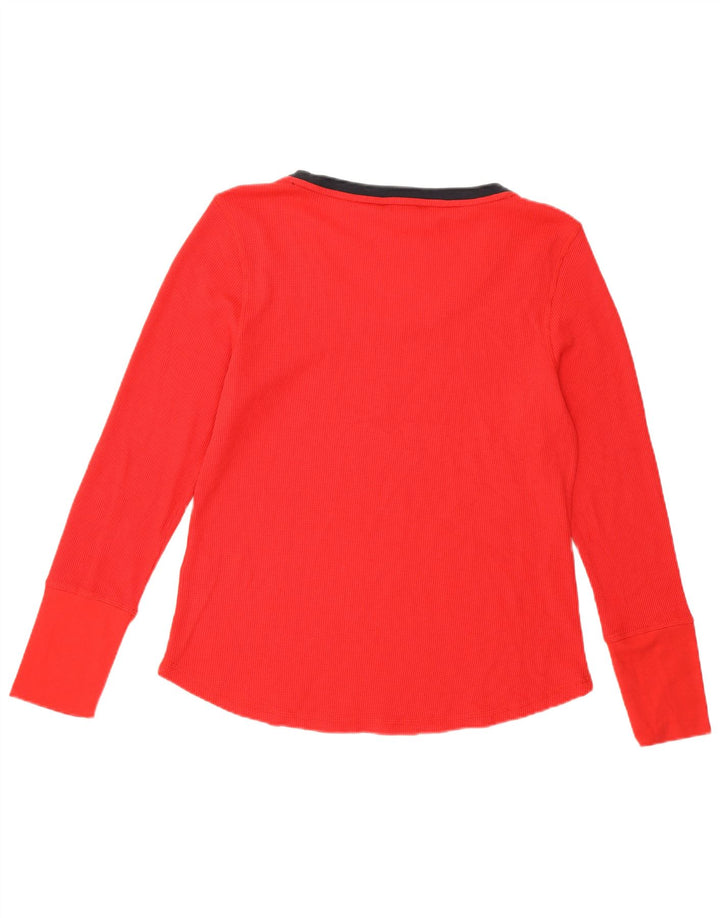Top feminino TOMMY HILFIGER manga comprida Reino Unido 16 grande algodão vermelho