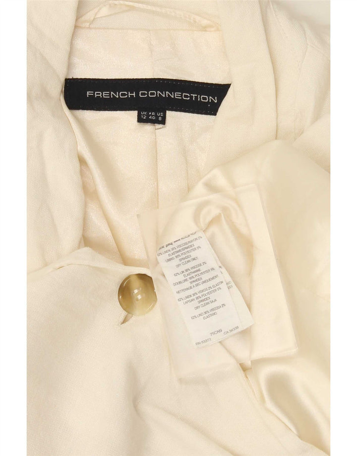 Jaqueta blazer feminina de 1 botão French Connection UK 12 linho branco médio