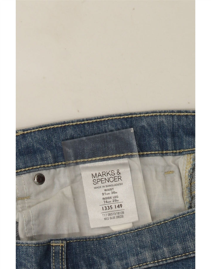 MARKS & SPENCER Masculino Blue Harbor Straight Jeans W36 L29 Azul Algodão