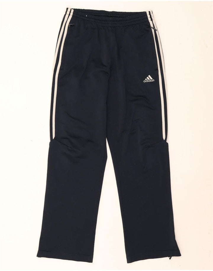 Calça de treino masculina Adidas UK 34/36 pequena azul marinho poliéster