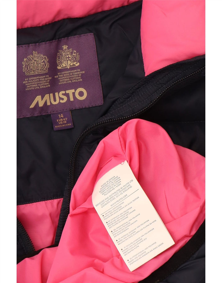 Jaqueta acolchoada feminina Musto Reino Unido 14 grande poliamida azul marinho