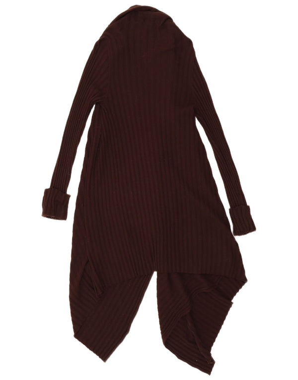 Suéter cardigan assimétrico feminino Marks & Spencer Reino Unido 8/10 pequeno marrom