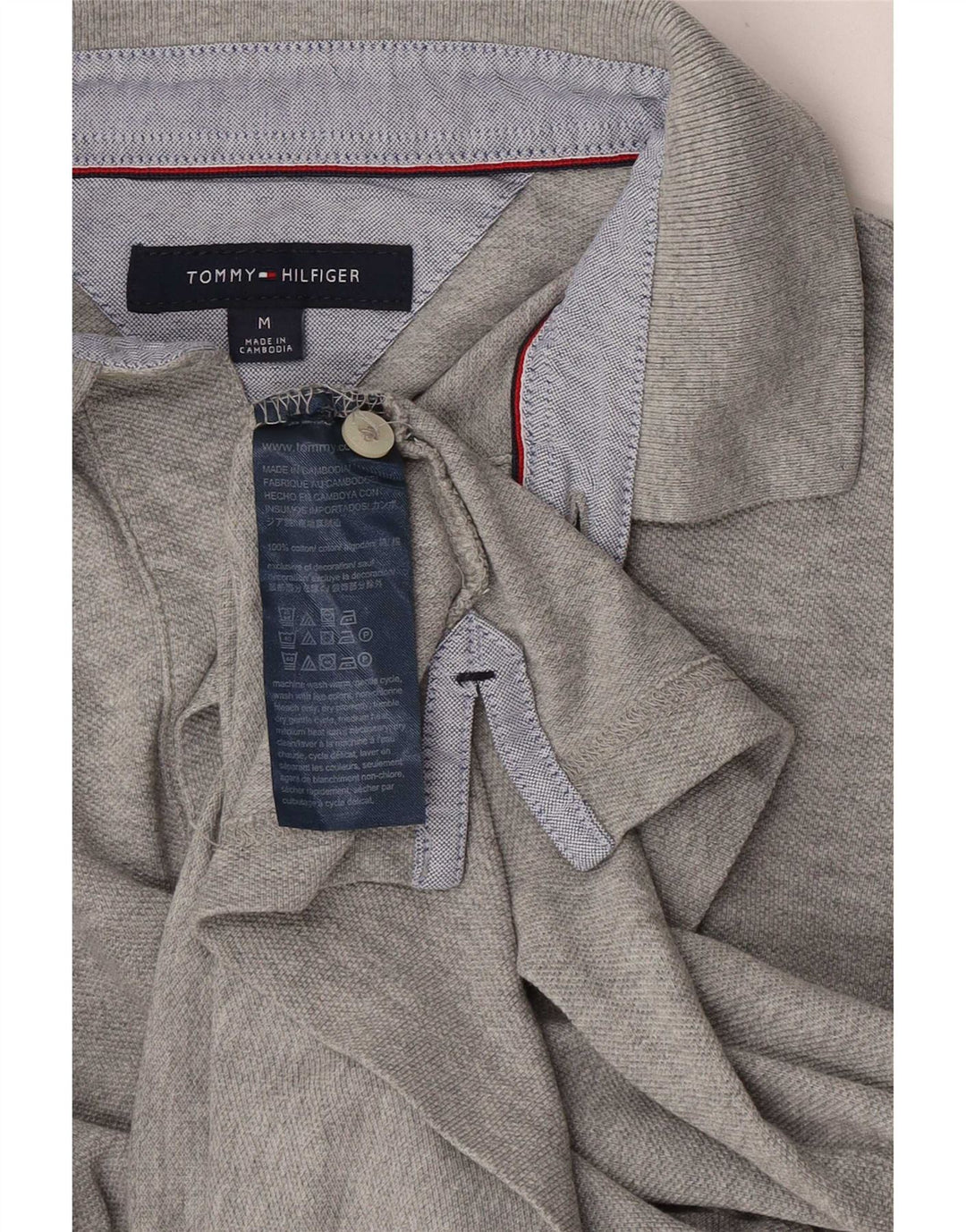 Camisa polo masculina Tommy Hilfiger algodão cinza médio