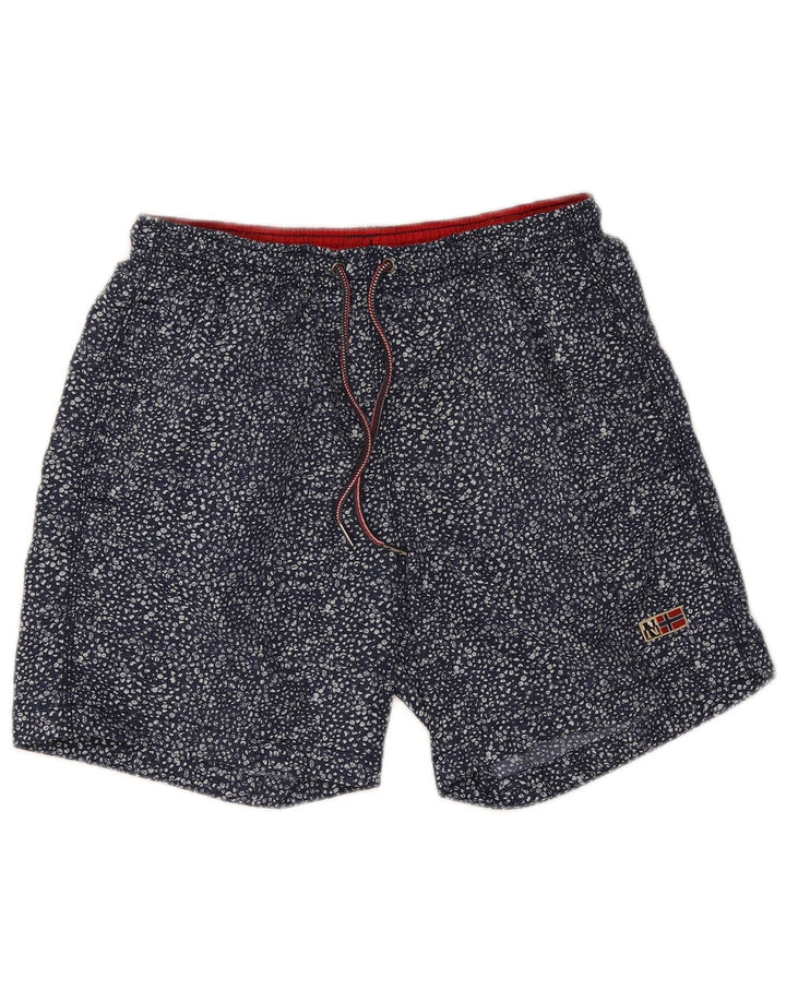 Shorts de banho masculino Napapijri com padrão abstrato geográfico médio azul marinho
