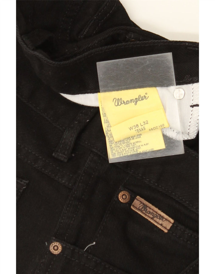 WRANGLER Masculino Texas Straight Jeans W38 L32 Algodão Preto