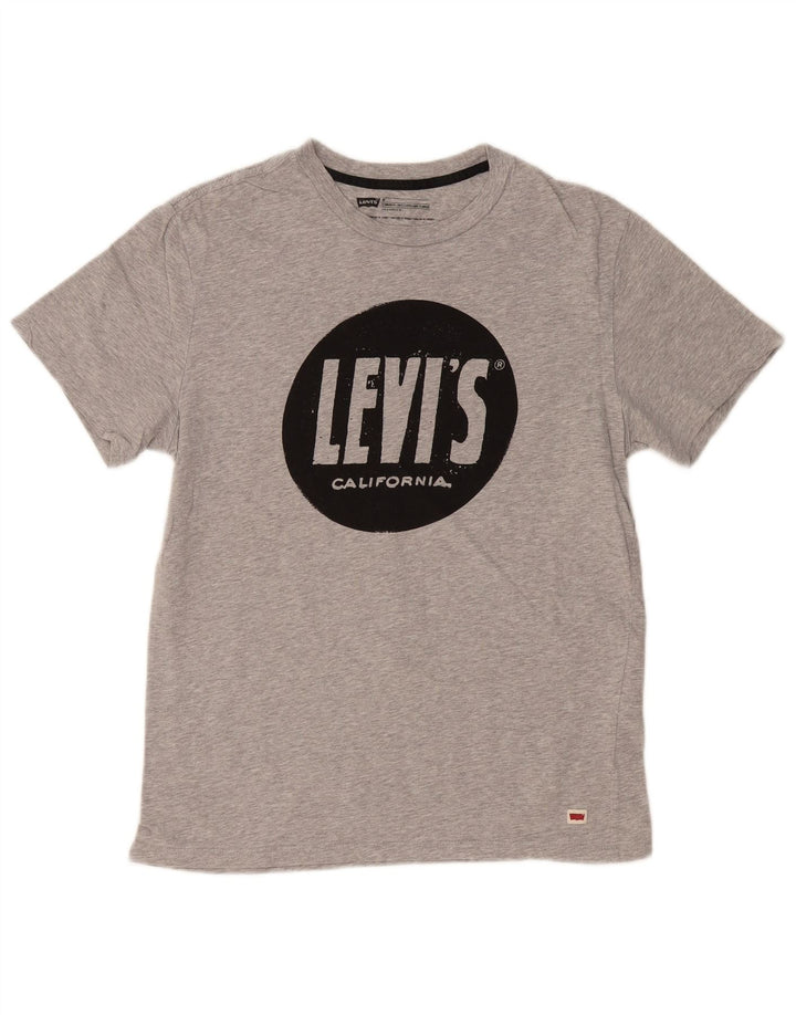 Camiseta masculina com estampa padrão LEVI'S de algodão cinza médio