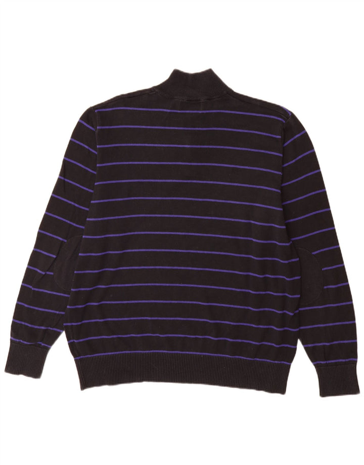 Suéter masculino Marks & Spencer Blue Harbor com zíper e gola 2XL listrado preto