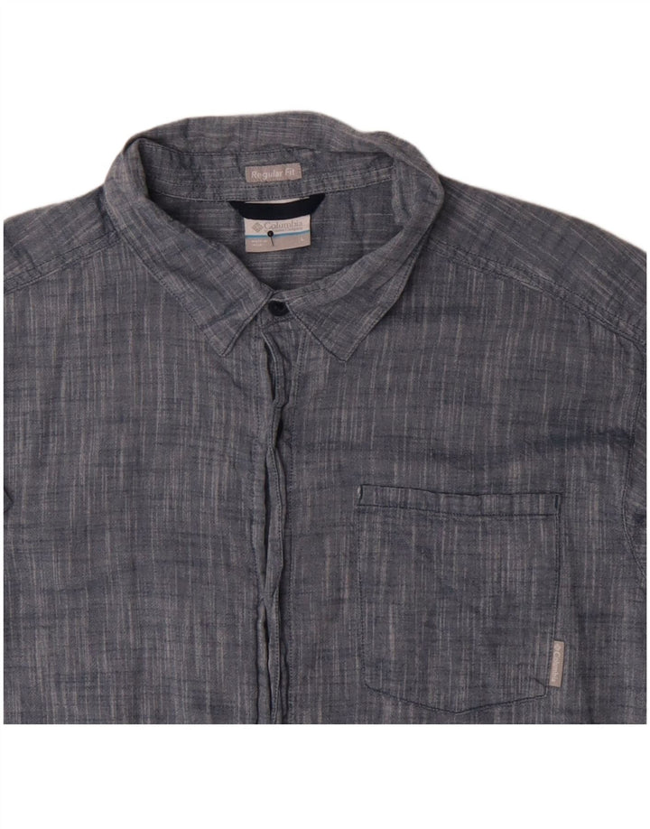Camisa masculina Columbia de manga curta regular fit grande algodão azul