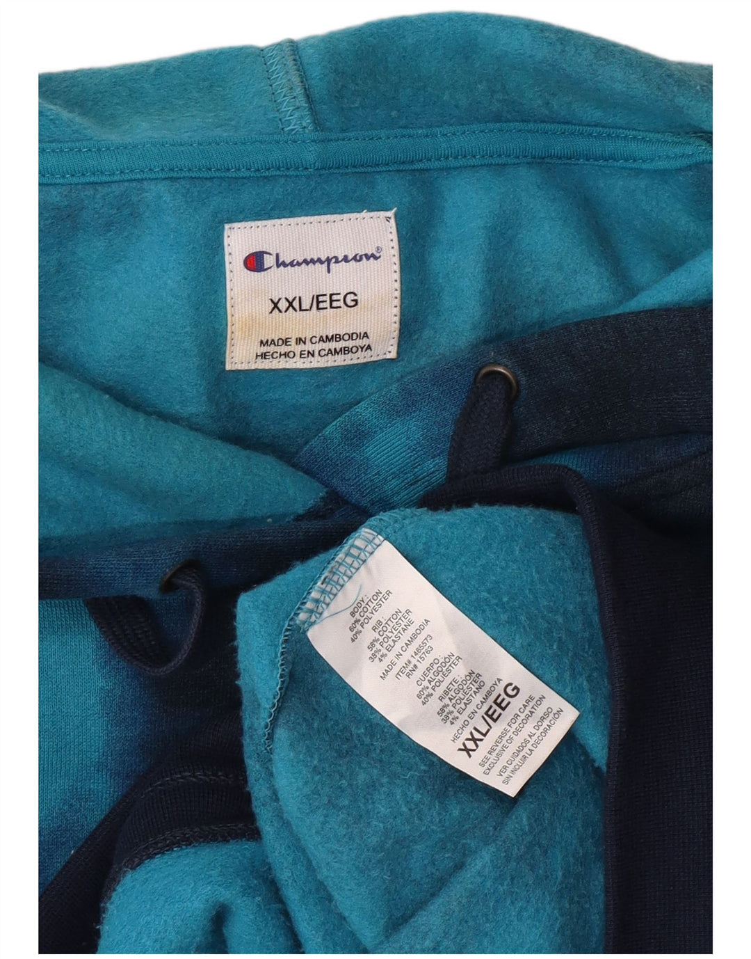 CHAMPION Suéter feminino com capuz UK 20 2XL azul tie-dye algodão