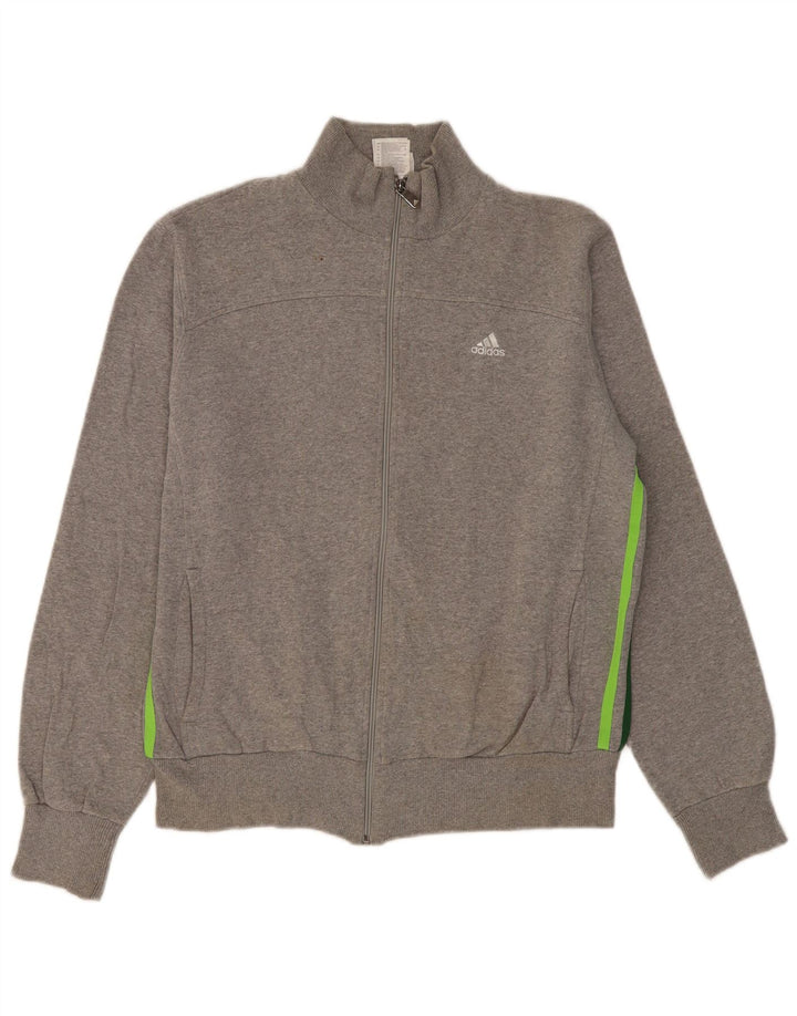 ADIDAS Mens Tracksuit Top Jacket UK 40/42 Médio Cinza Algodão