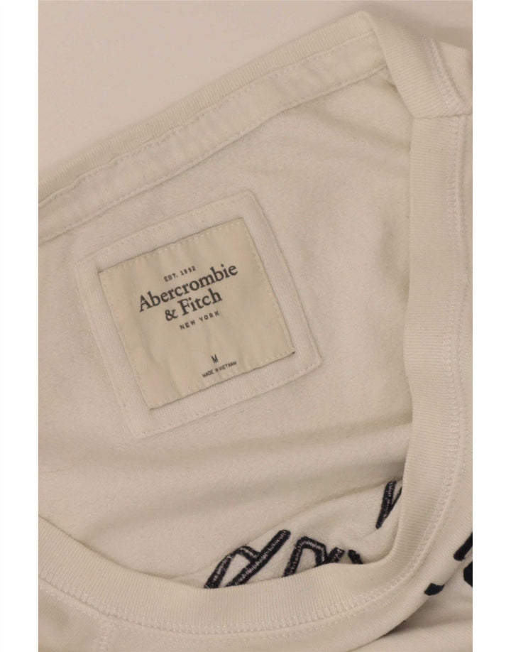 Suéter gráfico feminino Abercrombie & Fitch UK 14 médio branco