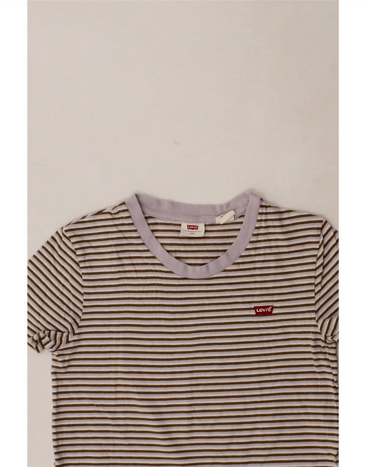 LEVI'S Womens T-Shirt Top UK 2 2XS Brown Striped Vintage Levi's and Second-Hand Levi's from Messina Hembry 