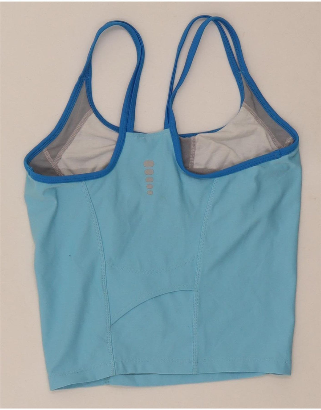 Nike Womens Dri Fit Crop Vest Top US 4/6 Pequeno Azul Colourblock Poliéster